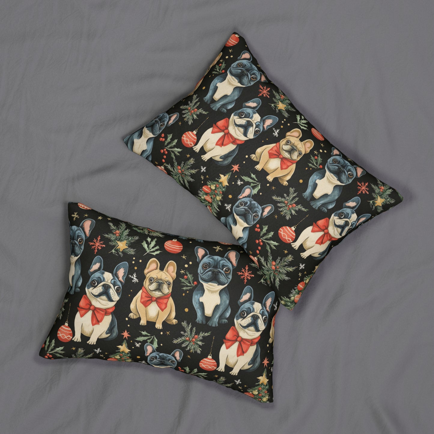 Festive Holiday Nights - French Bulldog Lumbar Pillow