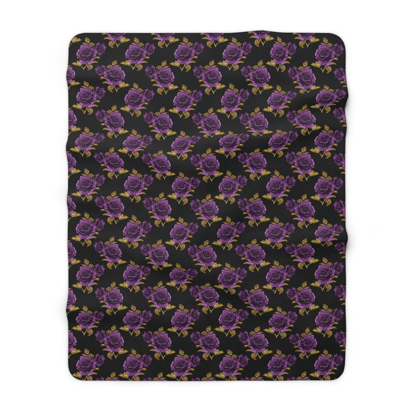 Purple & Gold Rose - Sherpa Fleece Blanket