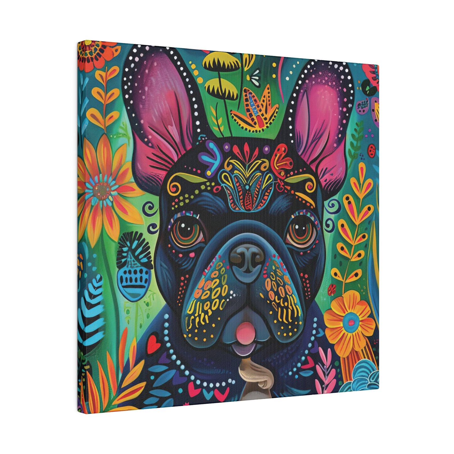 Frenchie Fiesta - Matte Canvas of a French Bulldog