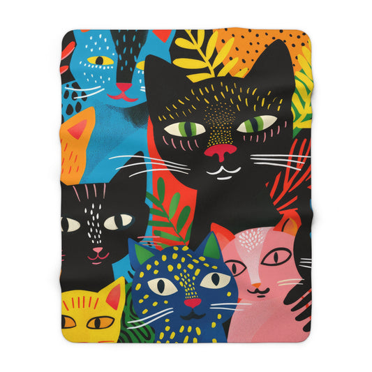 Feline Fiesta - Sherpa Fleece Blanket