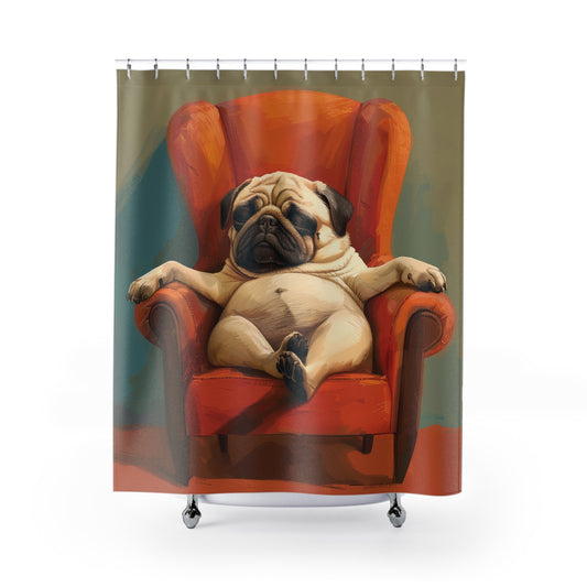 Pug's Day Off Shower Curtain
